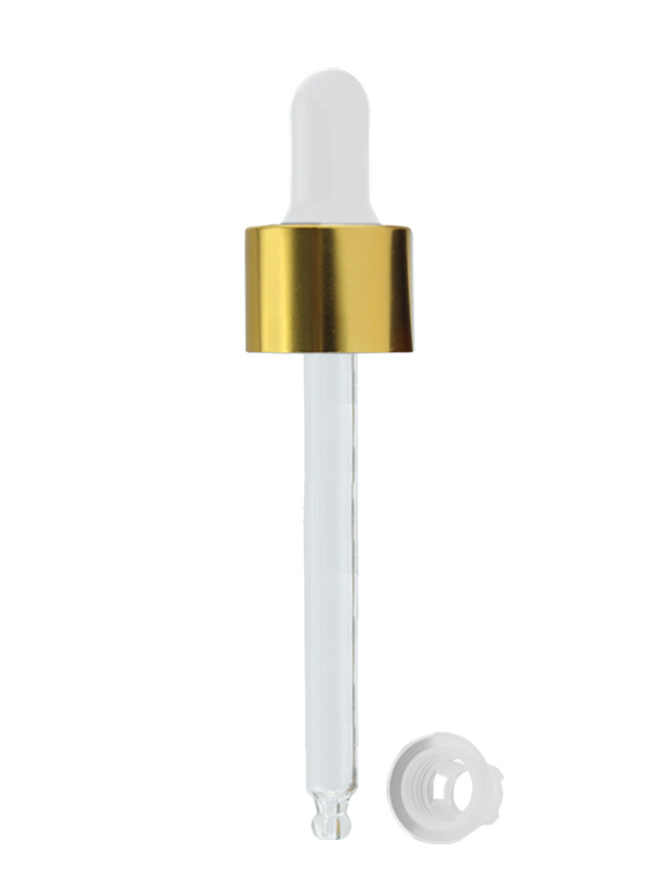 18MM Aluminum Dropper - A- Grade Gold Dropper-With Glass Tube And Silicon Rubber Teat And Wiper Plug